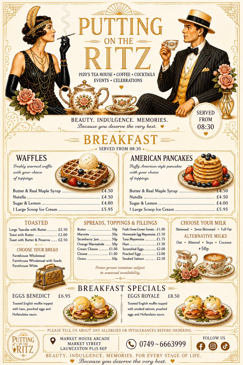 Putting On The Ritz Breakfast menu