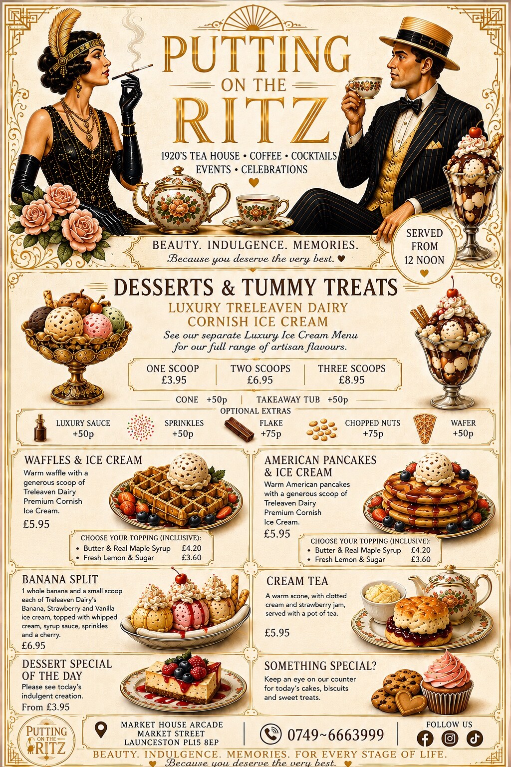 Putting On The Ritz Desserts & Tummy Treats menu