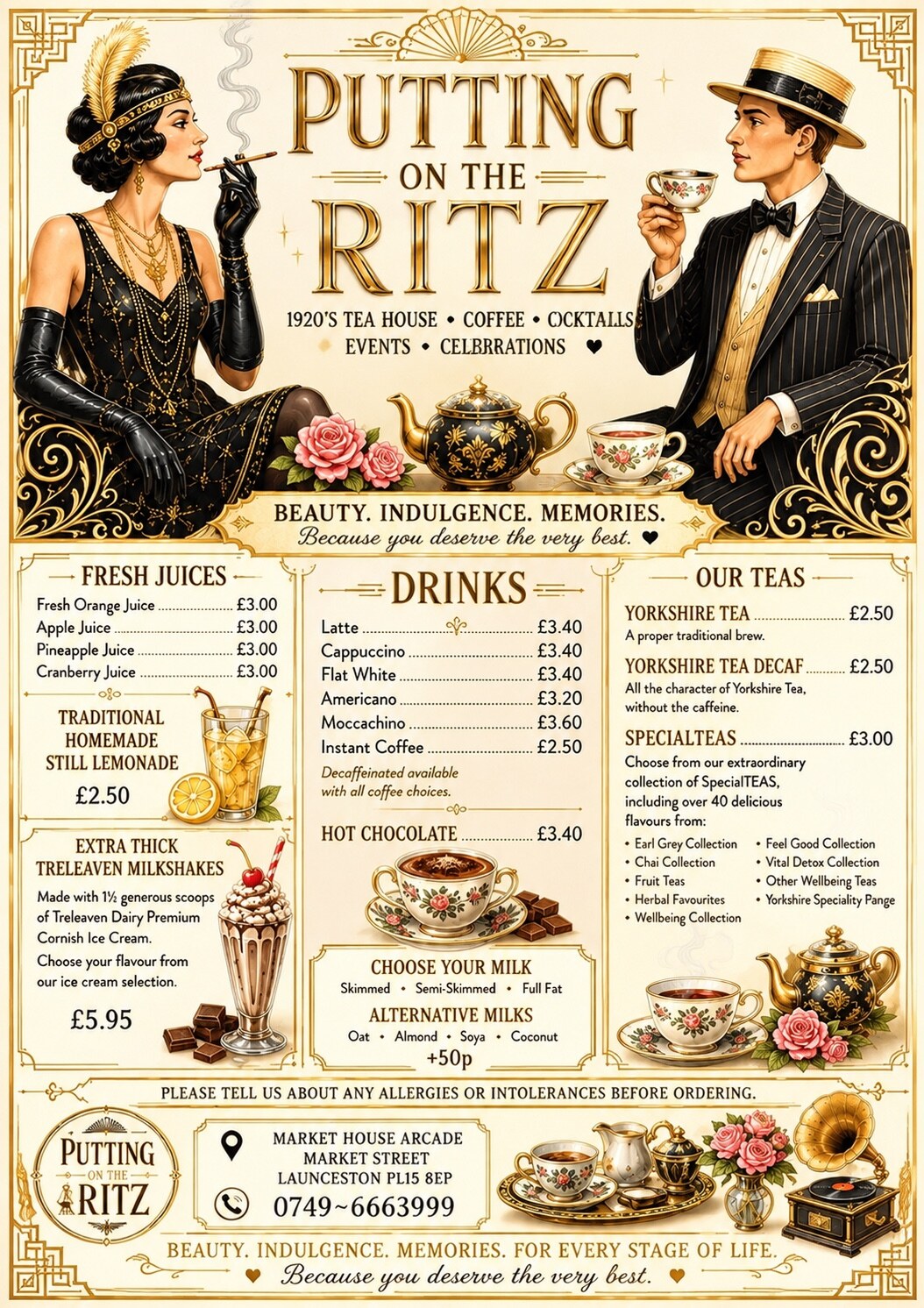 Putting On The Ritz Drinks menu