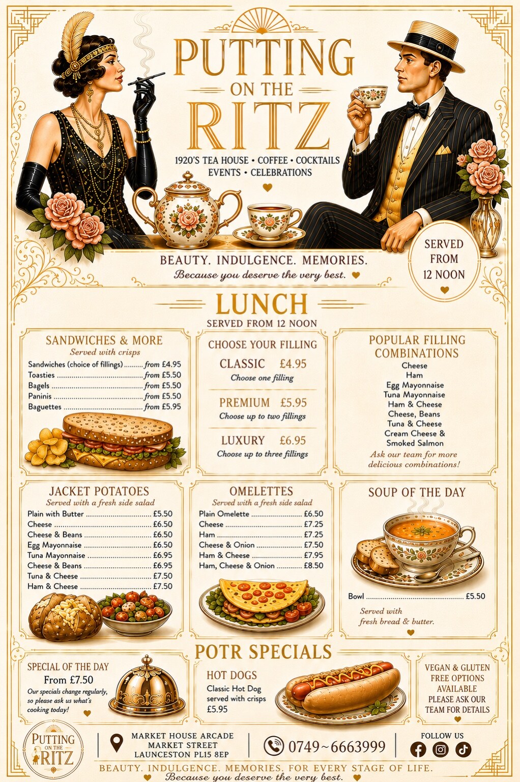 Putting On The Ritz Lunch menu