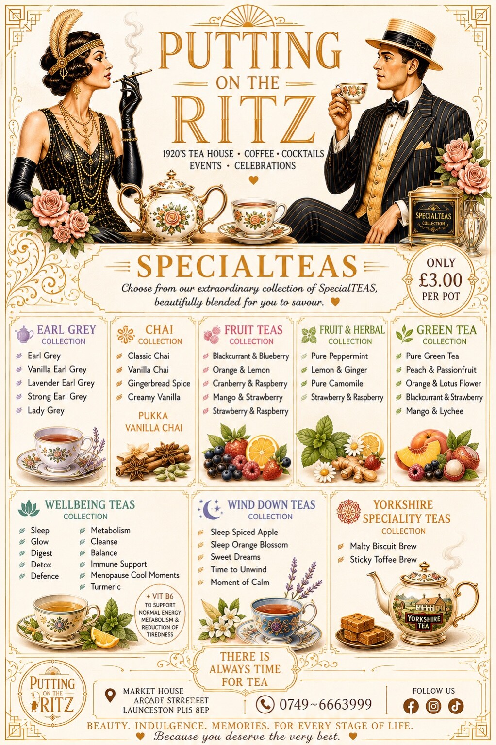 Putting On The Ritz SpecialTEAS menu