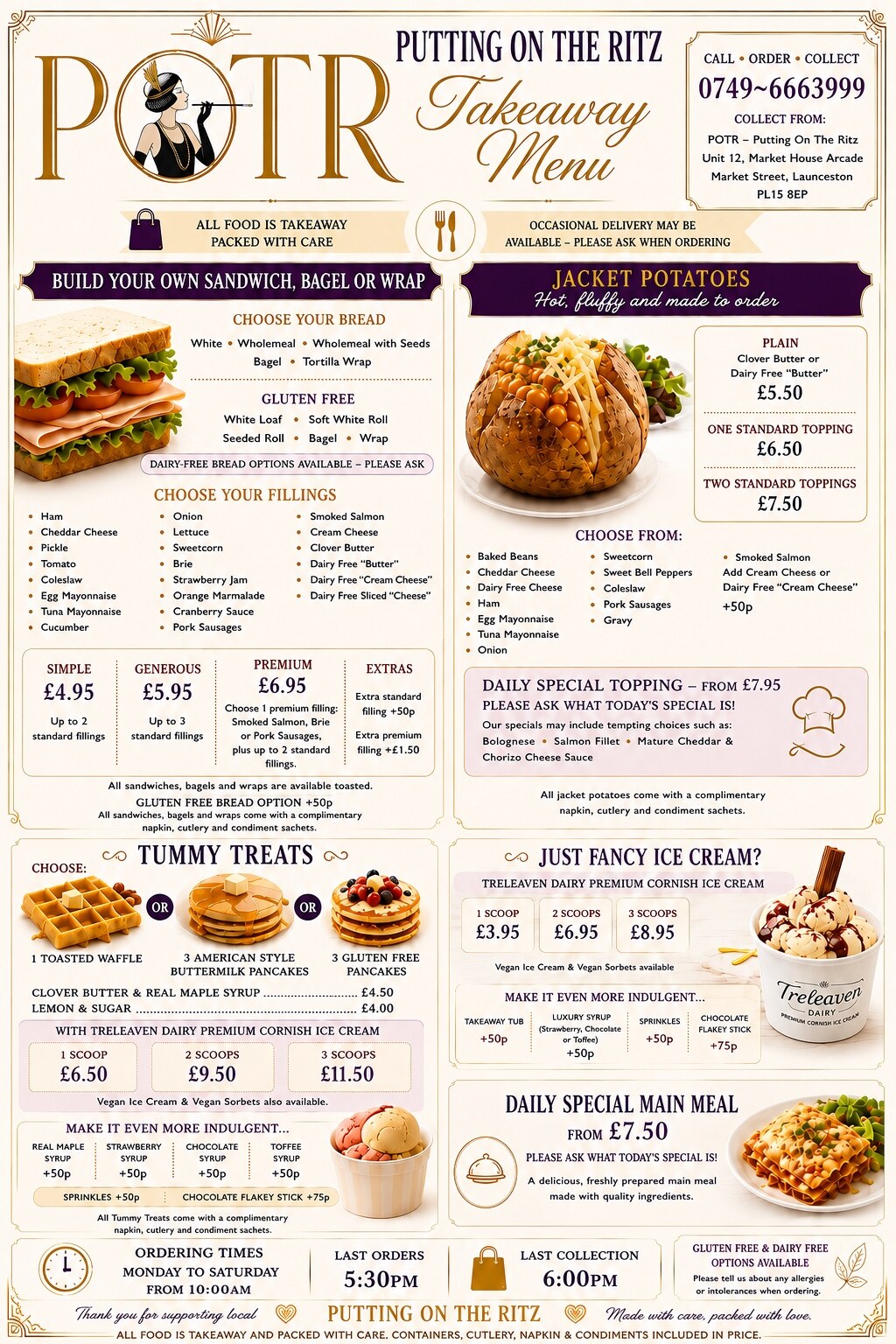 Putting On The Ritz Takeaway menu
